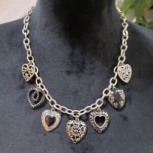 Bijoux Terner Womens Fashion Heart Silver Tone Beaded Pendant Necklace w/ Lobste